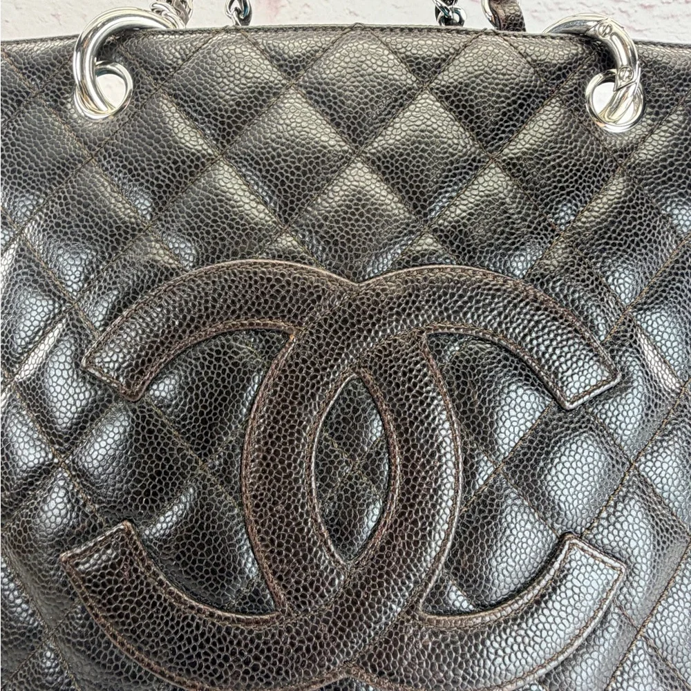 Chanel Caviar Grand Shopper Tote GST Brown Silver - Picture 3 of 14